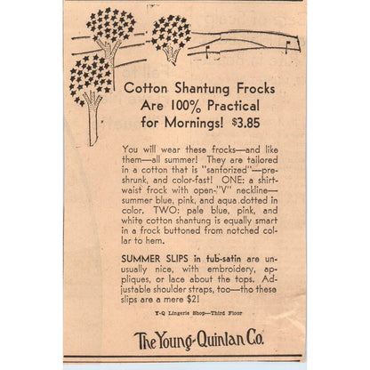 1935 Minneapolis Journal Newspaper Ad The Young-Quinlan Co Shantung Frocks FL5-3