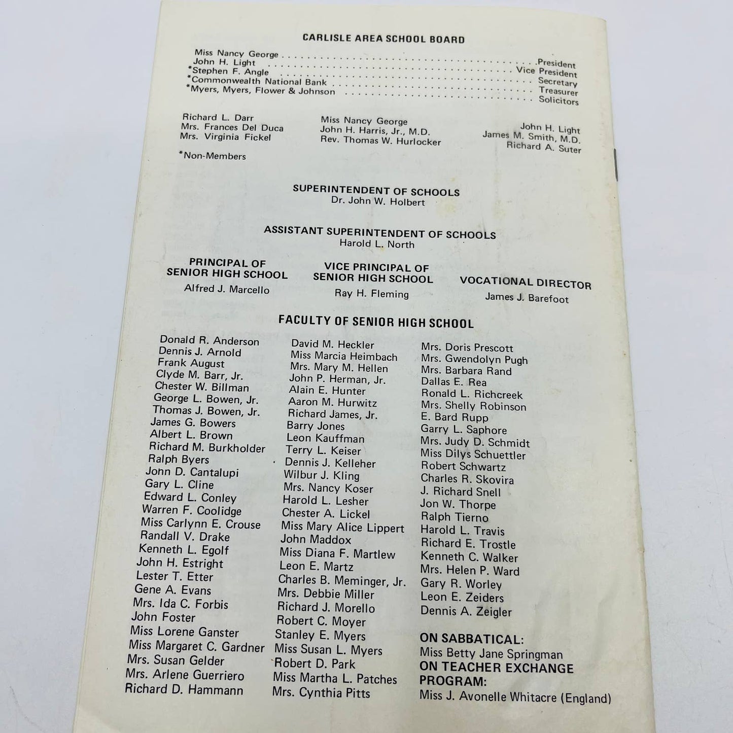 1976 Carlisle Senior High School Commencement Program Carlisle PA D2