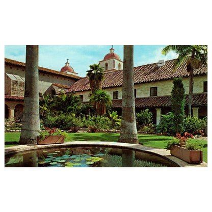 Vintage Postcard - Mision Santa Barbara California Cloister Garden TJ7-1