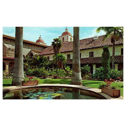 Vintage Postcard - Mision Santa Barbara California Cloister Garden TJ7-1