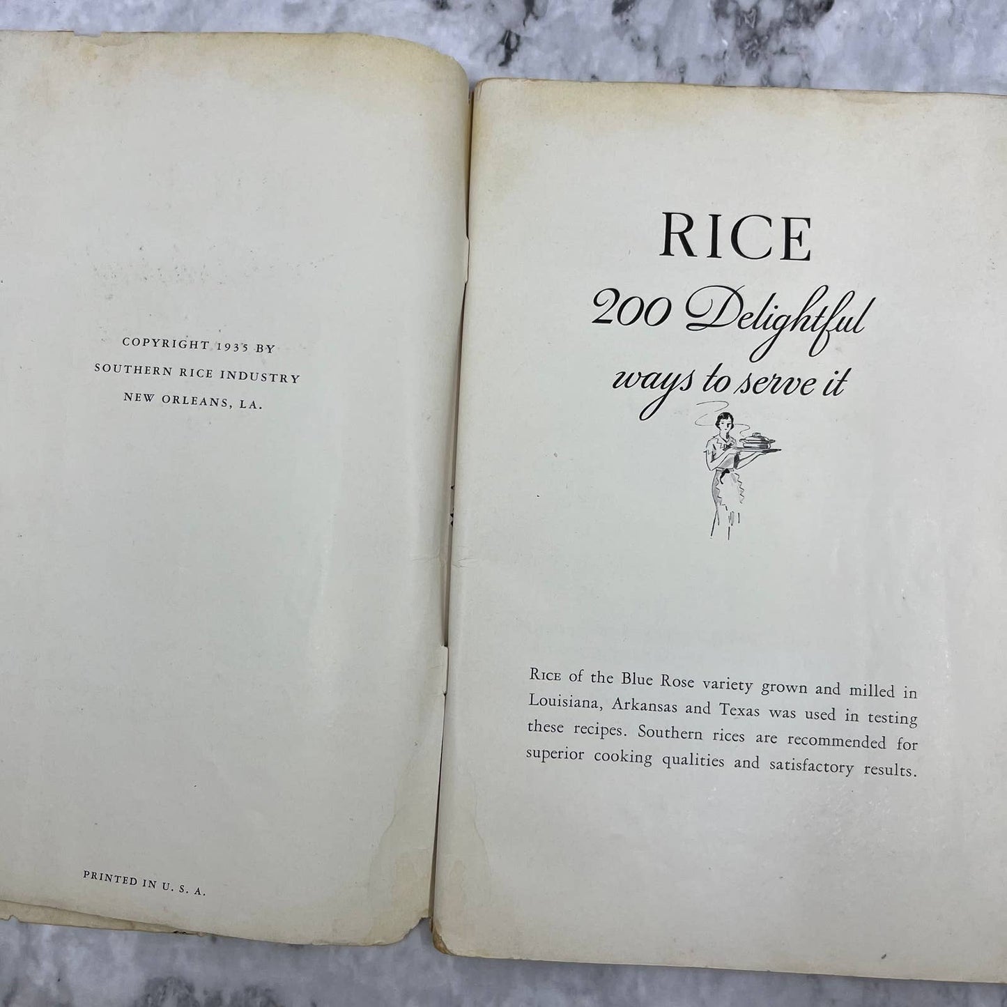 1935 Southern Rice Co. Rice 200 Delightful Ways to Serve Recipe Cook Book TJ4