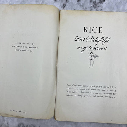 1935 Southern Rice Co. Rice 200 Delightful Ways to Serve Recipe Cook Book TJ4