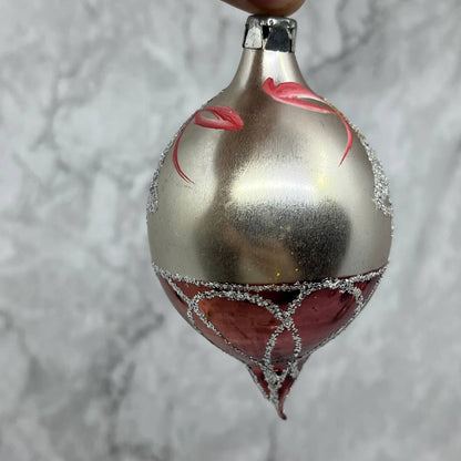 Vintage Lot of 2 Teardrop Mercury Glass Ornaments Multicilor Mica Stencil OT1