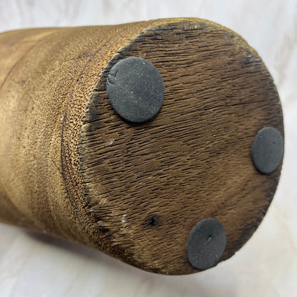 Large 18" Handmade Solid Wood Urn Vase With Finial Cap