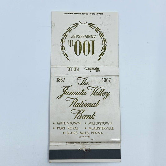 1967 Matchbook Juniata Valley National Bank 100th Anniversary Mifflintown PA SC6