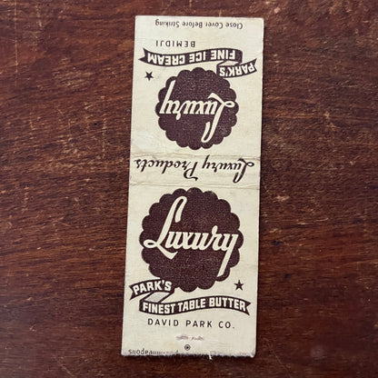 Park's Fine Ice Cream Bemidji Advertising Matchbook Cover MM11-6