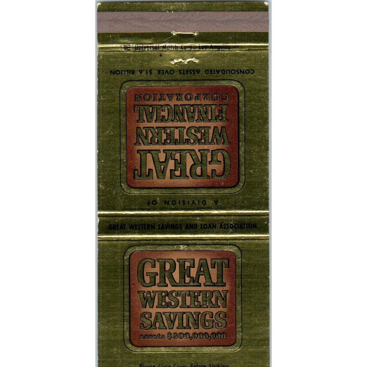 Great Western Savings Los Angeles CA Advertising Matchbook Cover MM10-3