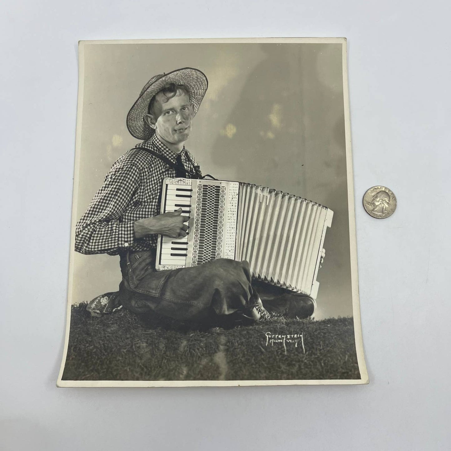 1950s Country Western Music Accordion Player Photograph 8x10" AB8