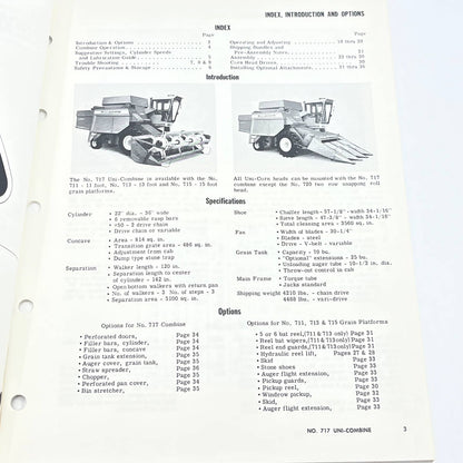 Original 1974 New Idea No 717 Uni-Combine 703 704 705 706 Power Units Manual TB9