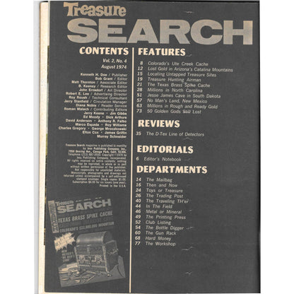 Treasure Search Magazine - Treasure Hunting Mining Metal Detecting Aug 1974 M4