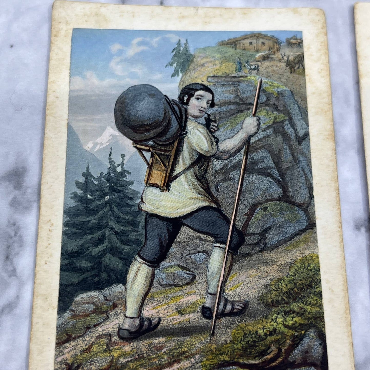 Antique SWISS HAND COLORED Victorian Women Set of 4 CDV ALBUM CARDS  2.75x4" SA2