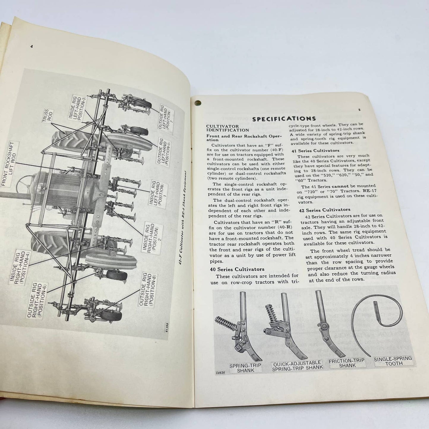 Vtg John Deere 40,41,42 Four Row Cultivator Operator's Manual OM-N45-1057 TF4