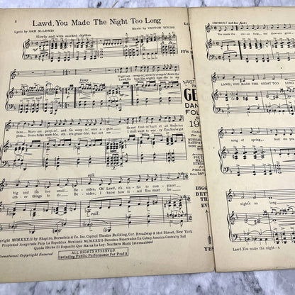 Lawd, You Made the Night Too Long Sam M. Lewis 1932 Sheet Music TK2-SM