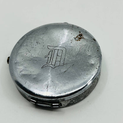 Vintage Chrome Monogrammed “D” Pocket Compass w/ Lid SB3