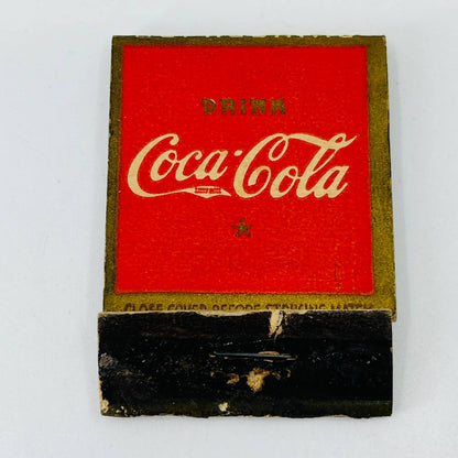 Vintage Matchbook 1930s Coca Cola Bottle Gold Trim Drink Delicious Star C4