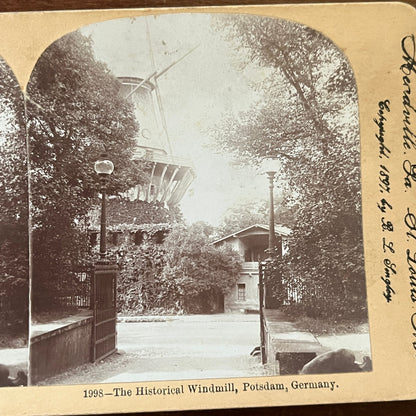 The Historical Windmill Potsdam Germany Antique Stereoview Card H2-4