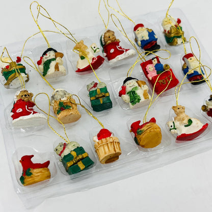 Toyland Christmas Ornaments Set Of 18 Hand Painted Mini 1" Ornaments in Box TD2