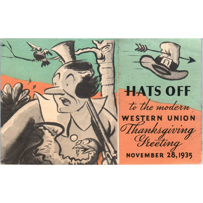 Thanksgiving Greeting Fold Out From Western Union 1935 Original P1-14