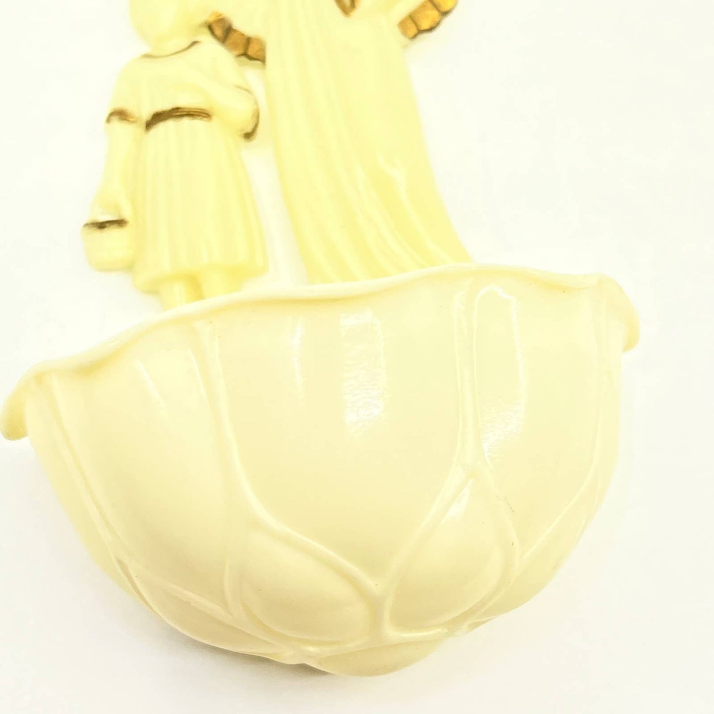 Vintage Guardian Angel With Child Celluloid Gold Tone Gilt Holy Water Font TF5