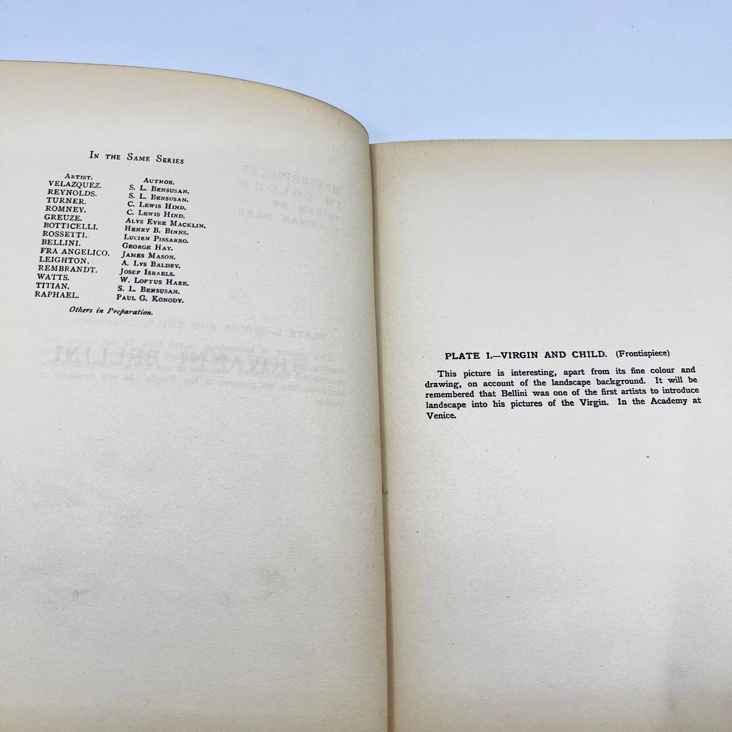 c1910 BELLINI Masterpieces in Color George Hay TE9