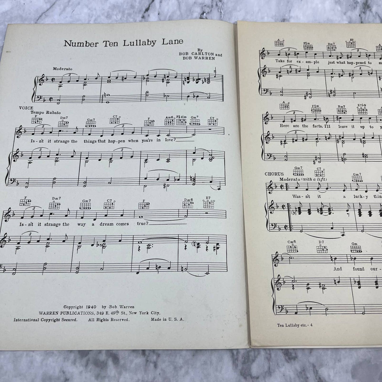 1940 Number Ten Lullaby Lane by Clark Denmis Sheet Music TI1