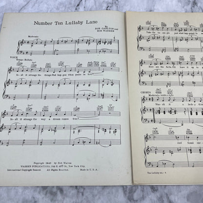 1940 Number Ten Lullaby Lane by Clark Denmis Sheet Music V39-3
