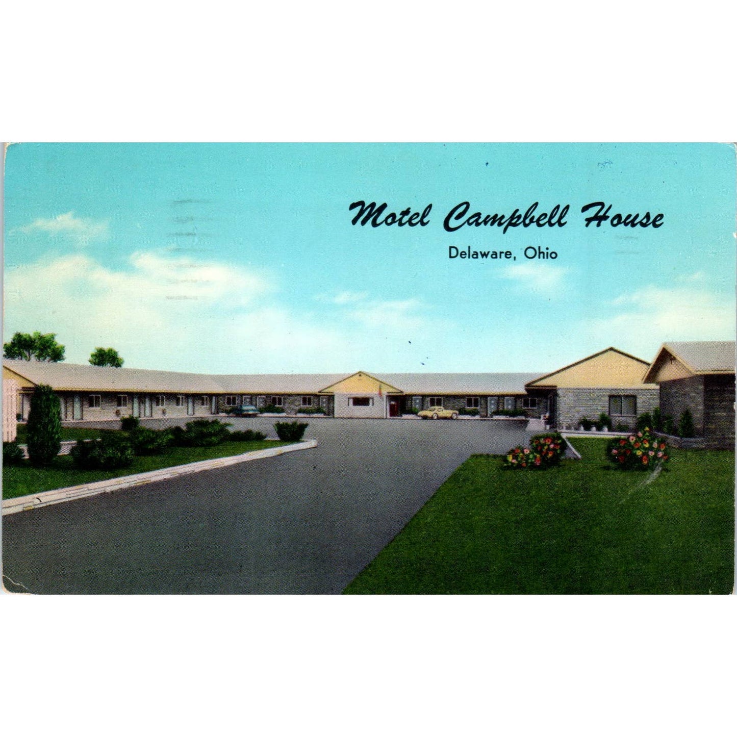 Motel Campbell House Delaware Ohio 1961 - Original Postcard TJ7-RP2