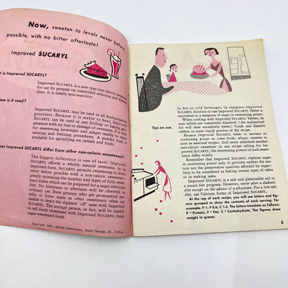 1955 Calorie Saving Recipes with Improved Sucaryl Sugar Substitute Cook Book SC9