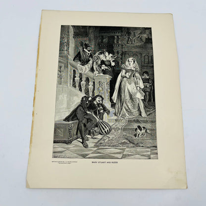 1880s Victorian Art Print Engraving  MARY STUART AMD RIZZIO David Neal