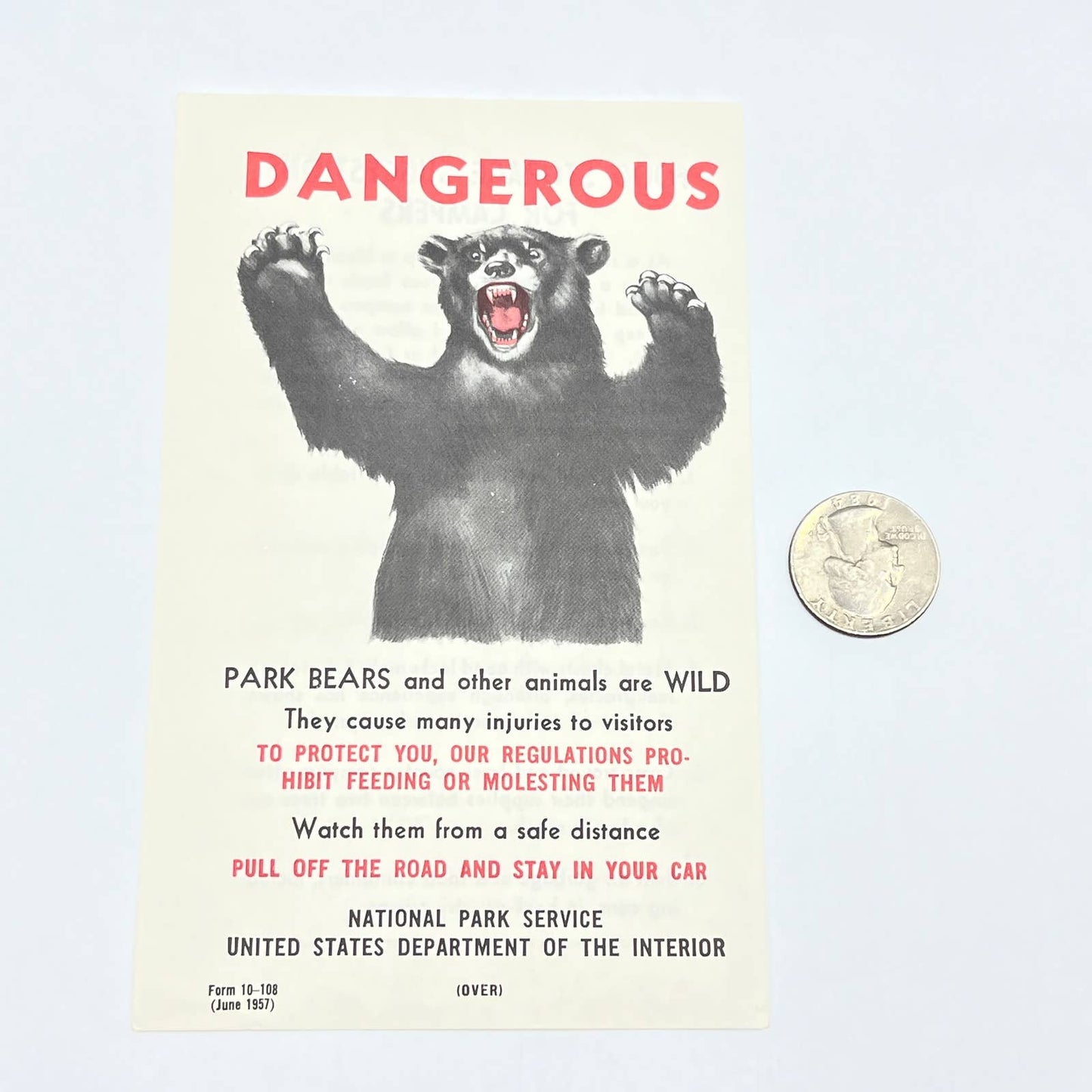 1957 Dangerous Bears National Park Service Leaflet US Dept of Interior AC1