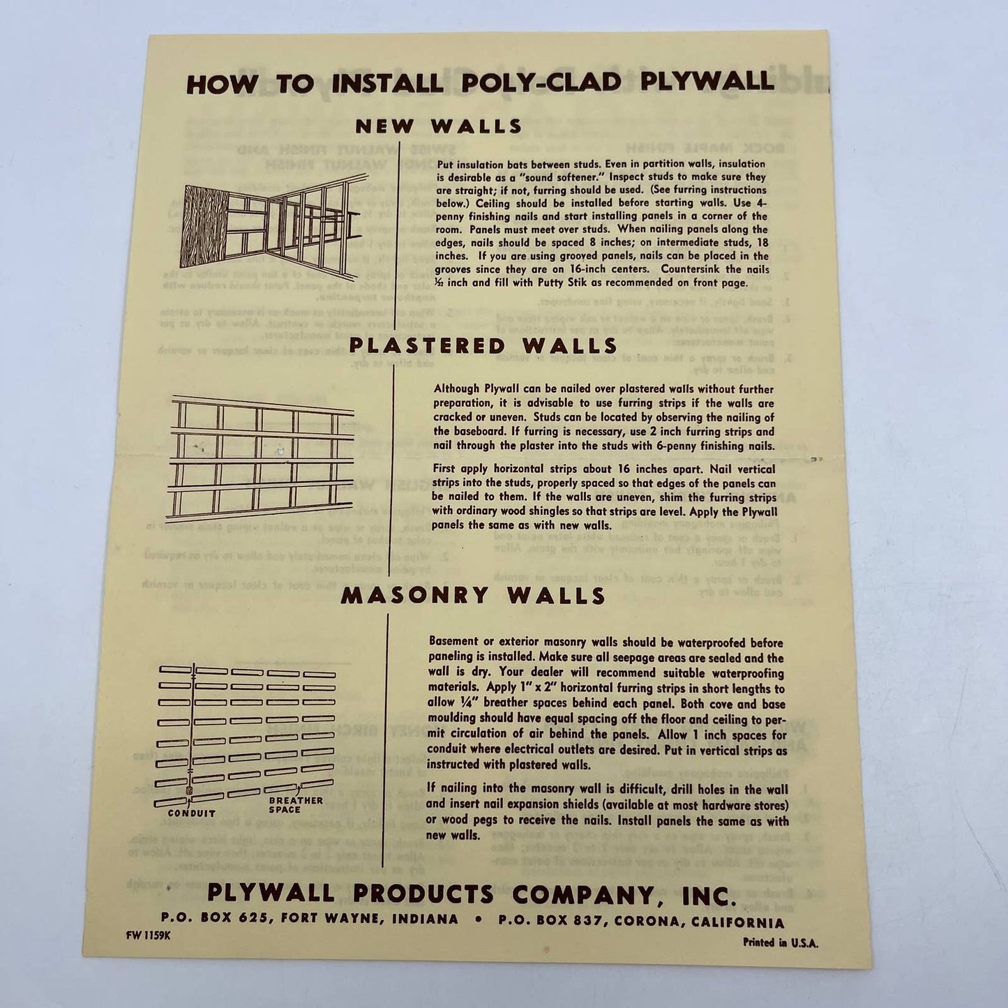 1960 Poly-Clad Plywall Wood Paneling  Advertising How-To Booklet AC8