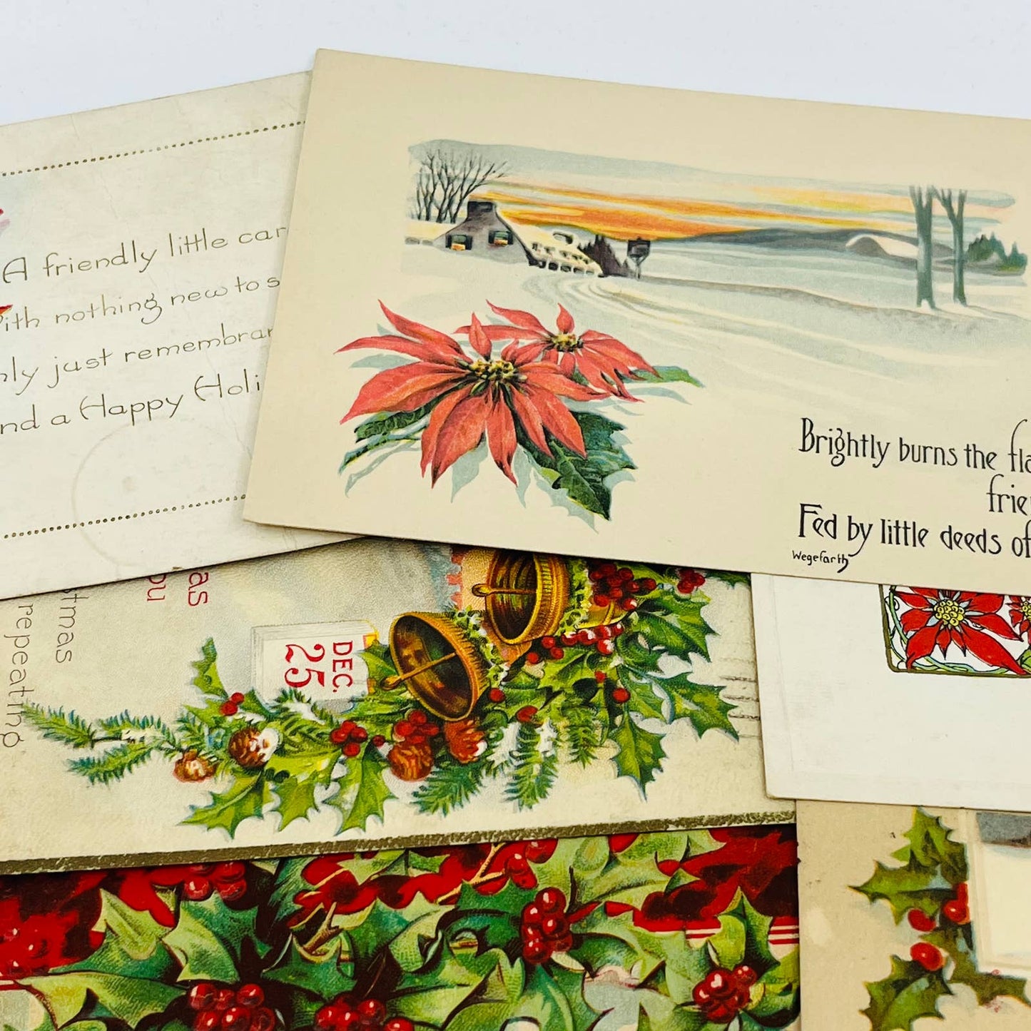 Antique 1900-30 Huge 23pc Christmas Post Card Lot Embossed Gilt Dresden TD1-1