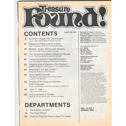 Treasure Found! Magazine 1985 Spring Metal Detecting Gold Diamonds M2