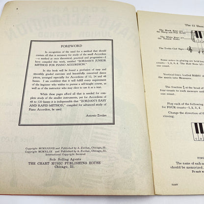 1949 Antonio Zordan's Piano Accordion Junior Method Treble Clef Edition V43-1