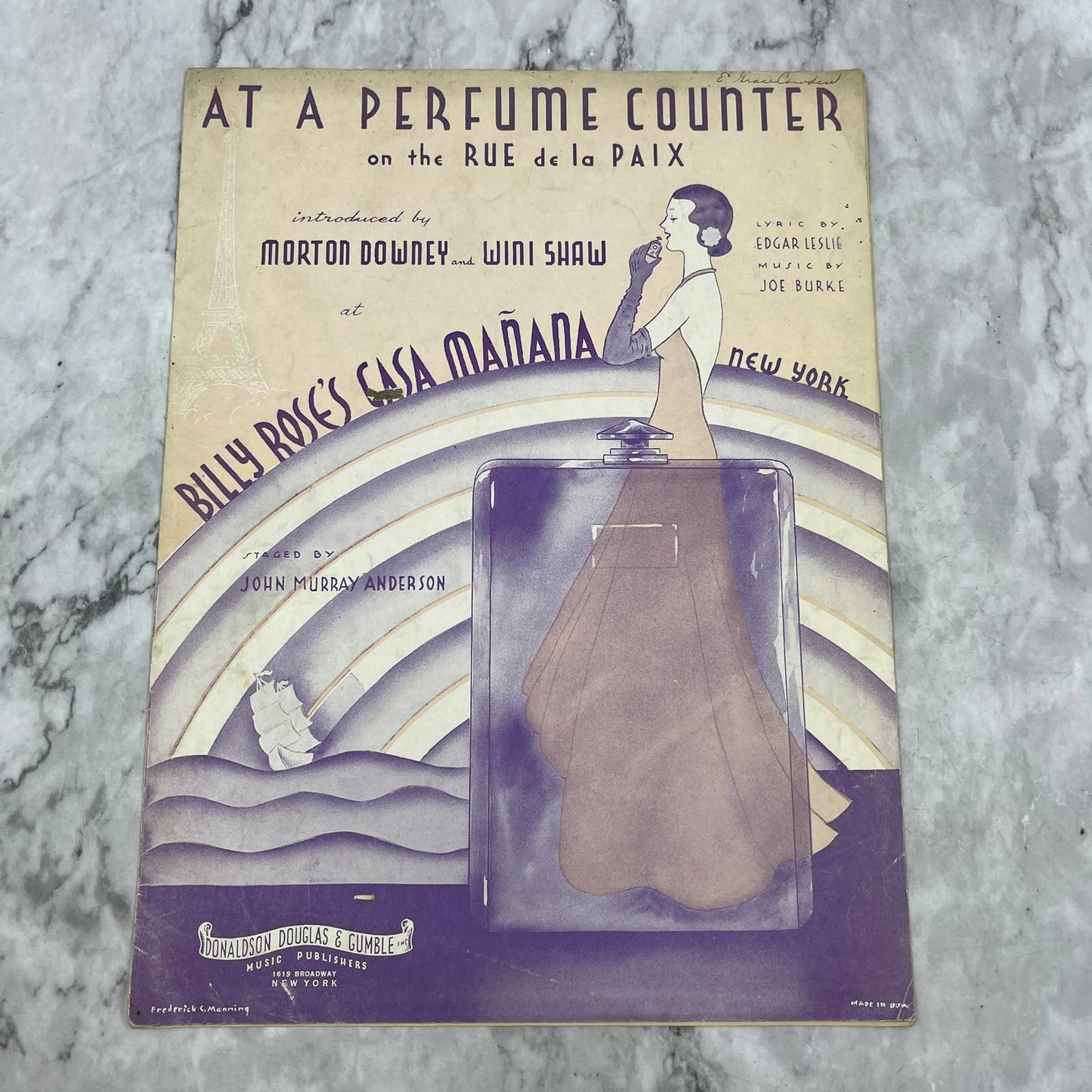 At a Perfume Counter on the Rue de la Paix 1938 Sheet Music TK2-SM3