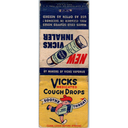 Vintage Matchbook Cover Vicks Inhaler and Cough Drops SE5-6