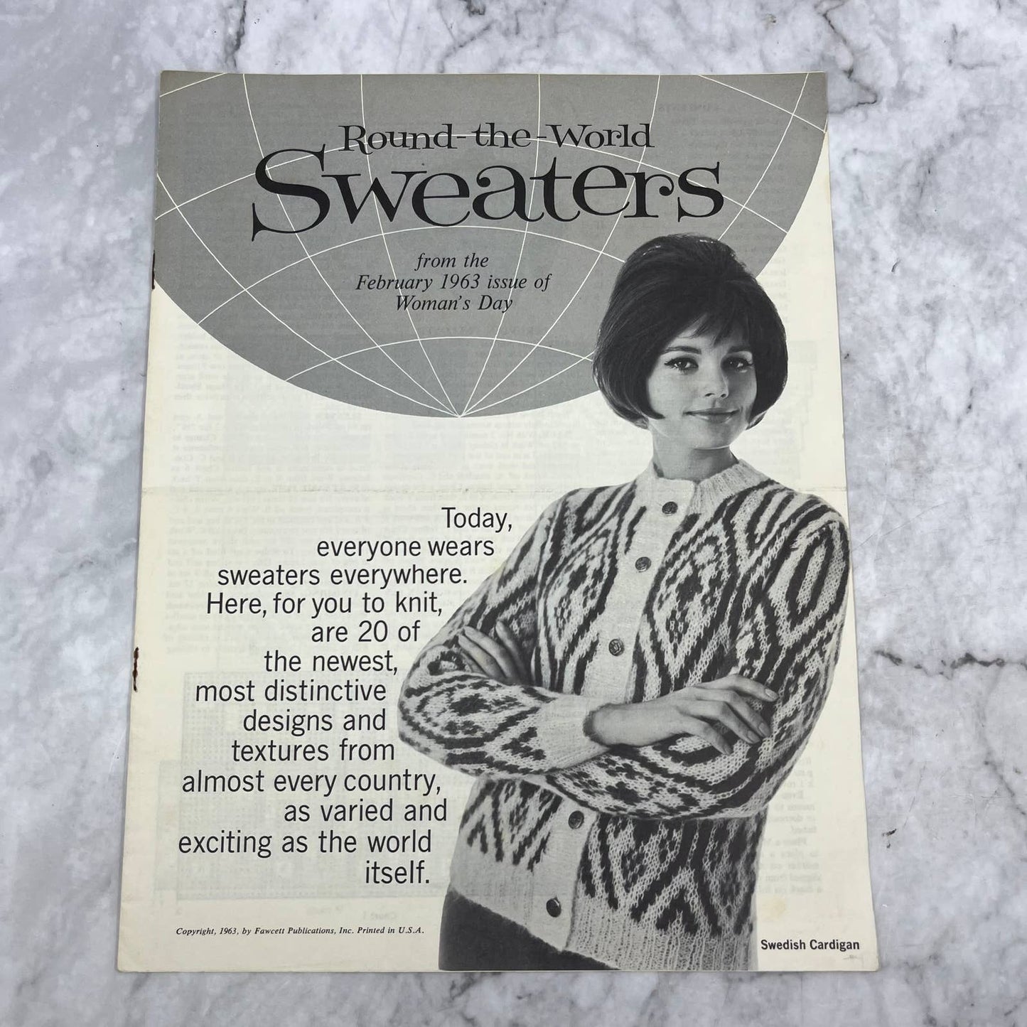 1963 Round-the-World Sweaters Pattern Book From Woman's Day Magazine TJ3