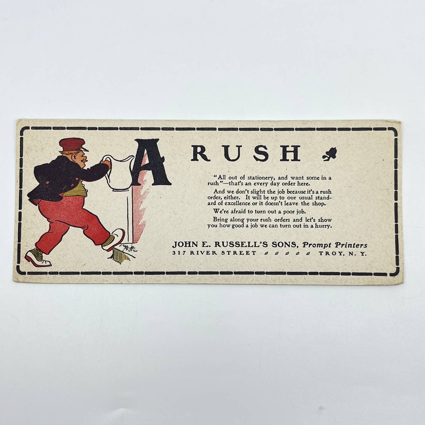 c1900 Blotter Card John E. Russell’s Sons A Rush Troy, New York SC9