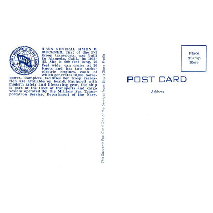 US Naval Ship General Simon B. Buckner - Original Postcard TJ8-5