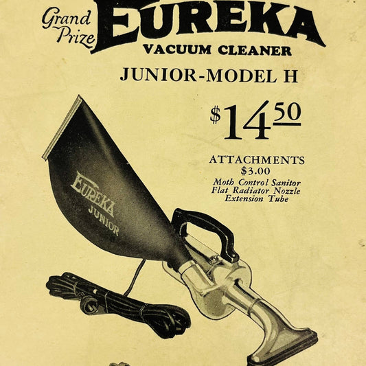 1930s Eureka Junior Model H Vacuum Tri Fold Brochure Detroit MI EA3
