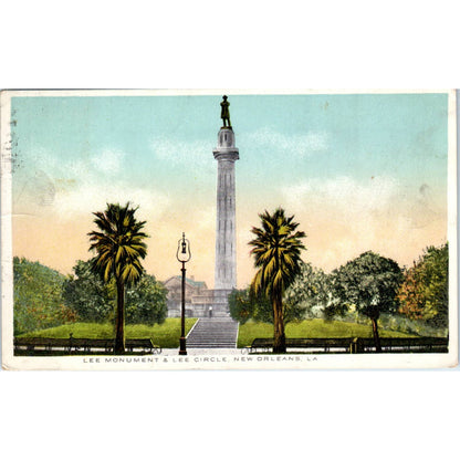 Lee Monument at Lee Circle New Orleans LA 1914 Original Postcard TJ9-P2