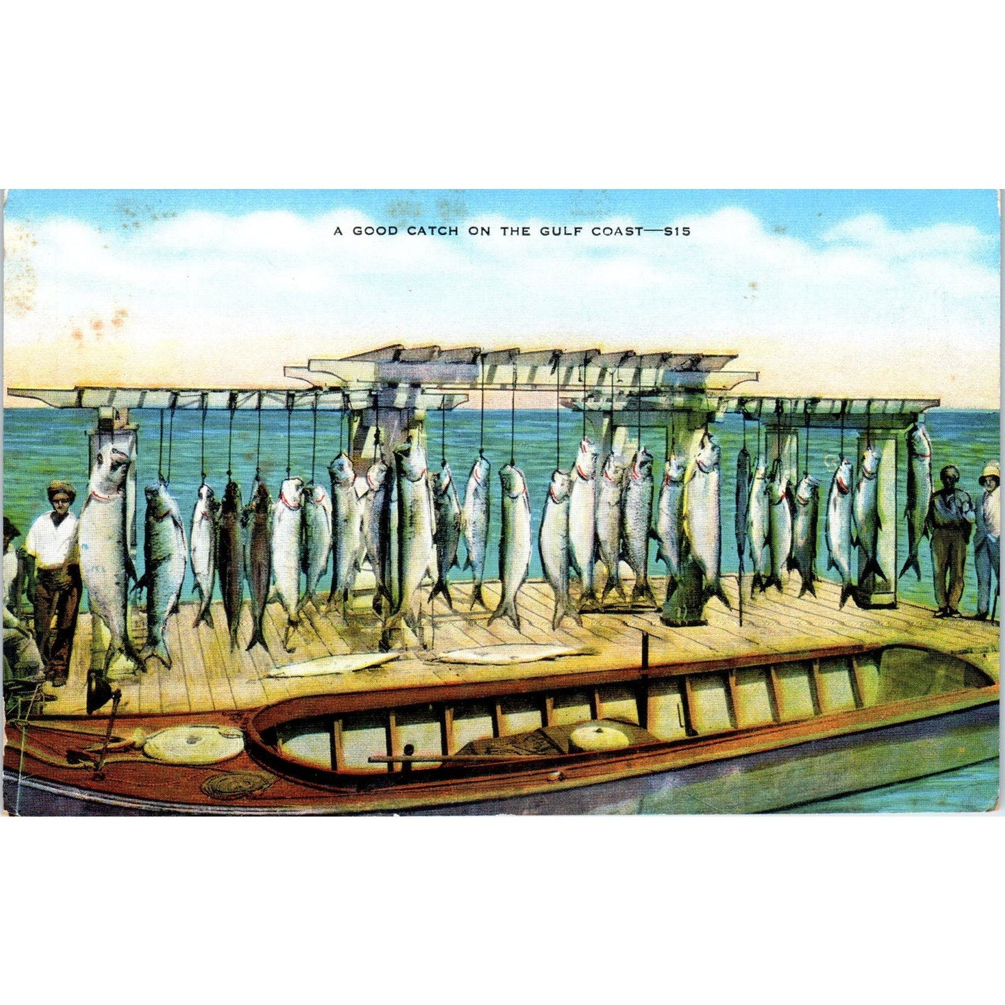 A Good Catch Fishing Fish on The Gulf Coast Original Postcard PB1