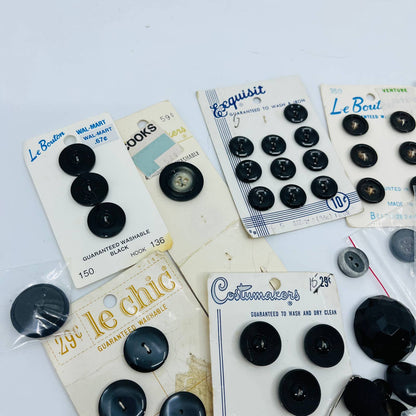 HUGE Lot of Vintage Black Buttons TA6