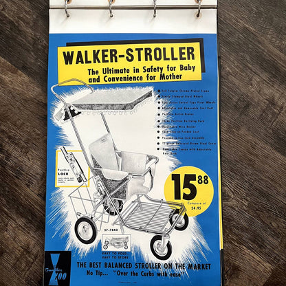 1960 Walker Stroller Gambles 100 Retail Store Display Advertising Poster 13.5x20