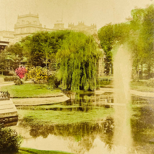 1891 Stereoview Hand Tinted The Jewel of Saratoga New York Fountain