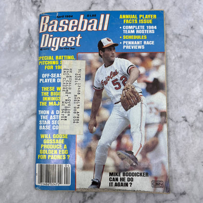 BASEBALL DIGEST Magazine April 1984 Mike Boddicker Baltimore Orioles Cover TJ3