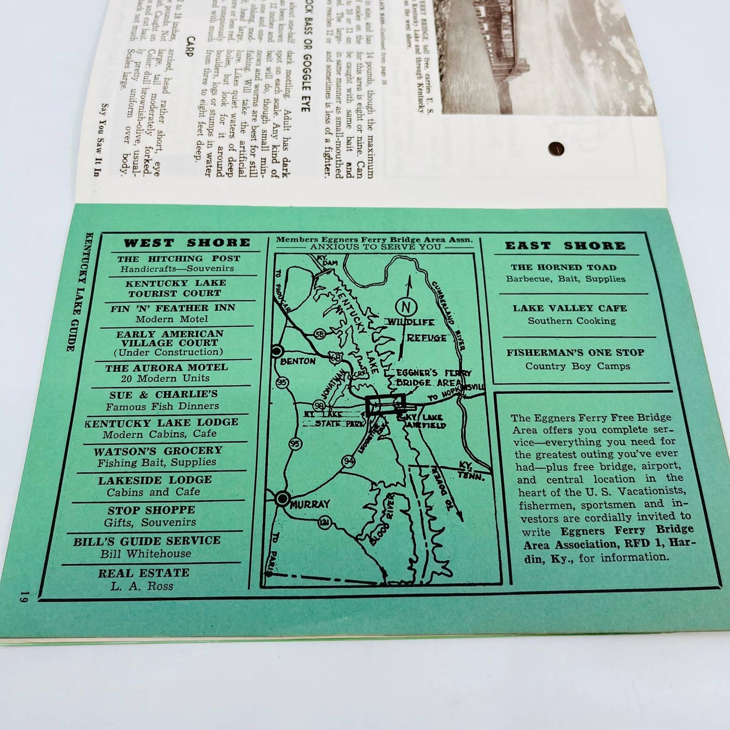 Vintage 1949 Kentucky Lake Guide Tourist Booklet C13