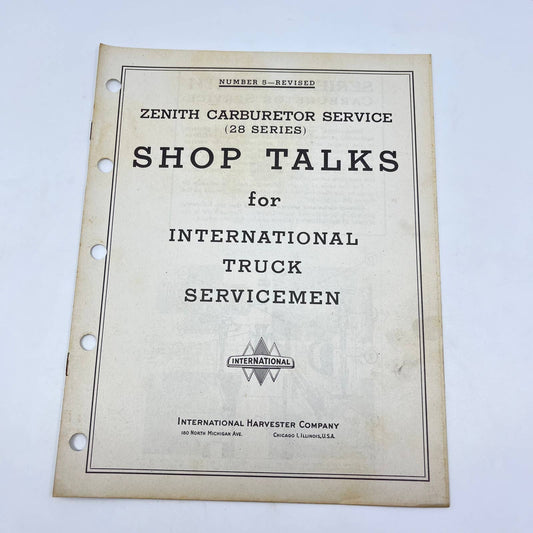 1940s Shop Talks International Truck Servicemen #5 Rev Zenith Carburetor 28 TF8