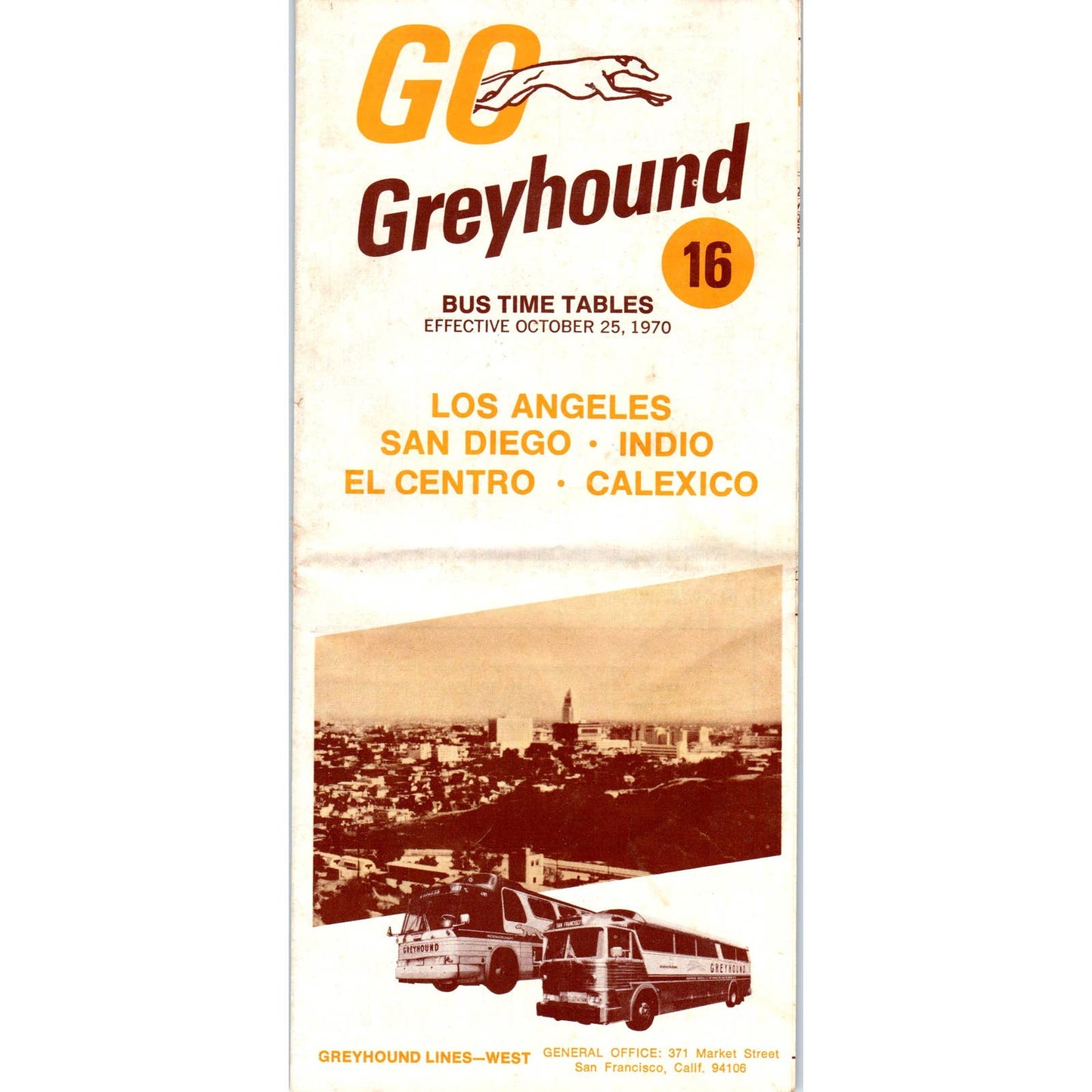 1970 Greyhound Bus Timetables Los Angeles San Diego Indio El Centro Brochure SF3