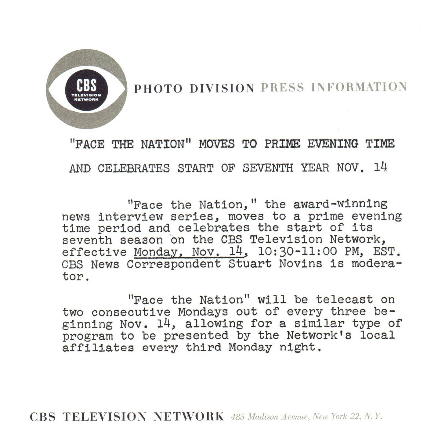 c1960 Press Photo Stuart Novins Face The Nation CBS TJ7-2